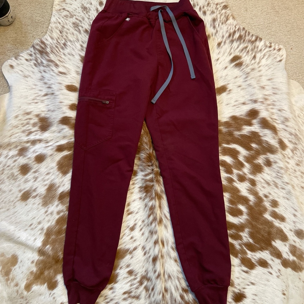 Burgundy Drawstring figs Jogger Scrub Pants